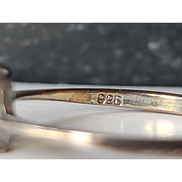 925 Sterling Silver Prong Set Yellow Glass Solitaire Ring, SIZE US 8 Vintage - Picture 9 of 10